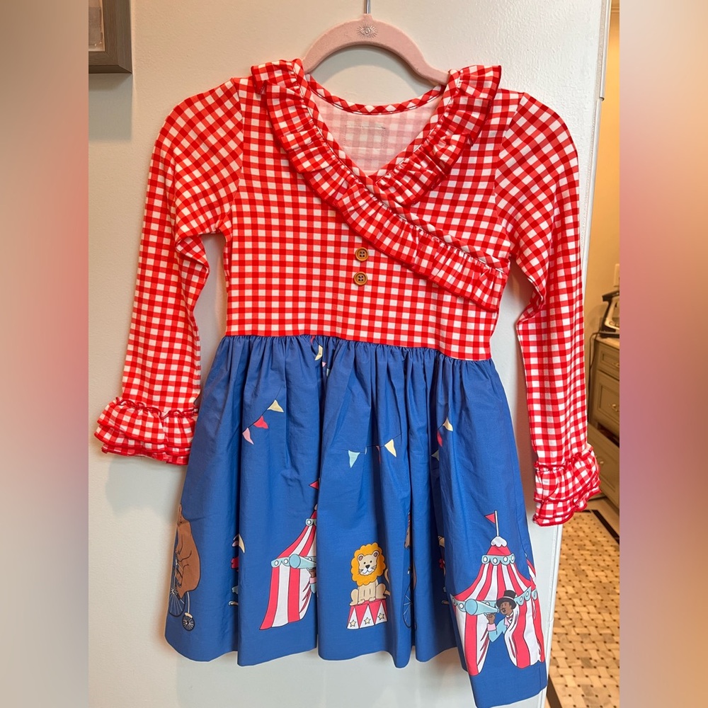 Girls Eleanor Rose Red and White Gingham Circus Dress NWOT